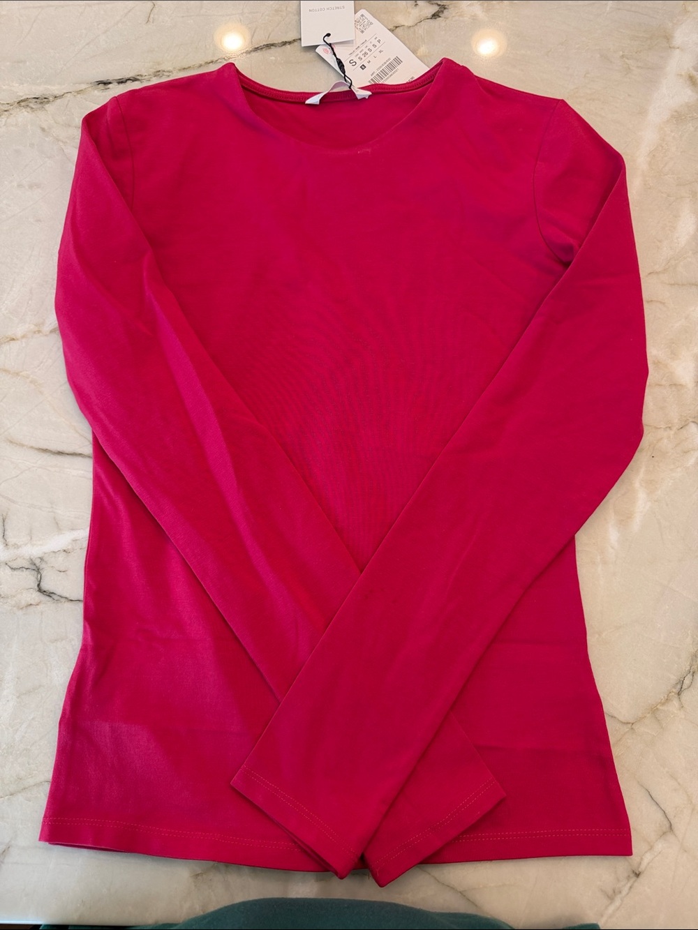 Zara Long Sleeve Crewneck Top - Hot Pink